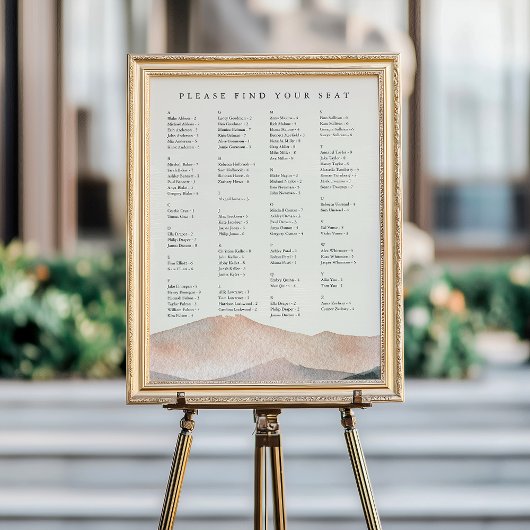 Poster Sierra Dusk | Plan de table de mariage alphabétiqu
