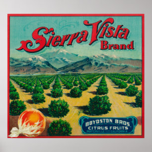 Poster Sierra Vista Marque Étiquette Citrus Crate