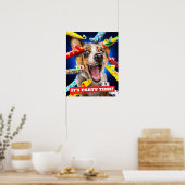 Poster Sifflets pour fête de chien heureux (Cuisine)