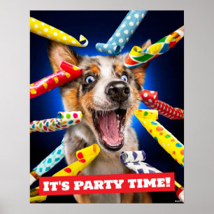 Poster Sifflets pour fête de chien heureux