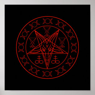 Poster Sigil de Baphomet triple lune et sigile de lucifer