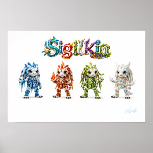 Poster Sigilkin — Quatre Héros Élémentaires (Devant)
