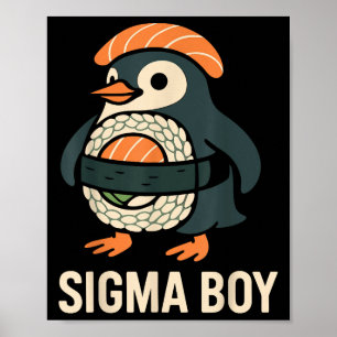 Poster Sigma Boy Italien Brainrot Drôle Mème Pingouin