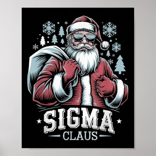 Poster Sigma Claus Cool Santa Funny Christmas Rizz Rizzle (Devant)