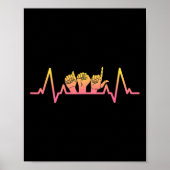 Poster Sign Language Heartbeat Tee Teacher Deaf Awareness (Devant)