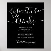 Poster Signal À Boissons Signature Noir Et Blanc (Devant)