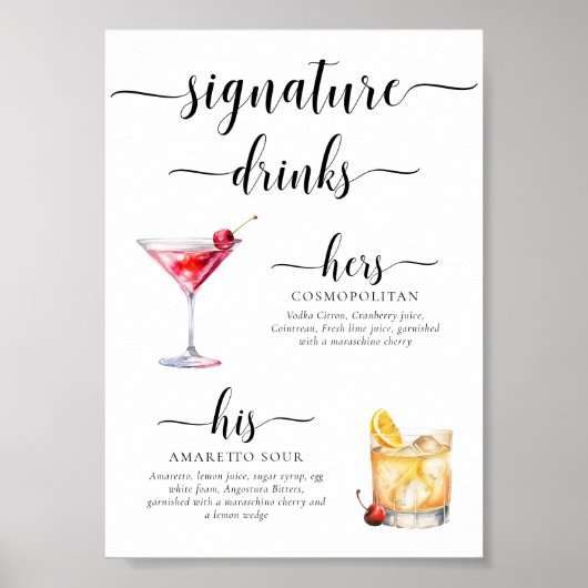 Poster Signal boisson Leyton Modern Minimal Signature (Devant)