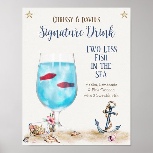 Poster Signal boisson signature de deux poissons de moins (Devant)