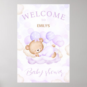Poster Signal d'accueil de Baby shower pourpre