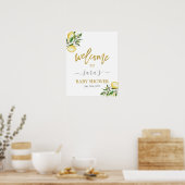 Poster Signal d'accueil floral citrons (Cuisine)