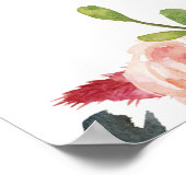 Poster Signal d'accueil floral marine bordeaux d'hiver (Coin)