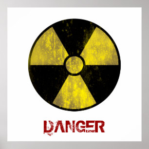 Poster Signal d'avertissement radioactif   Cool Grunge