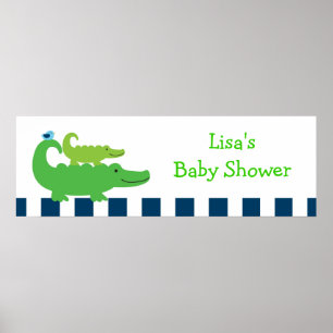 Poster Signal de bannière personnalisée Preppy Alligator