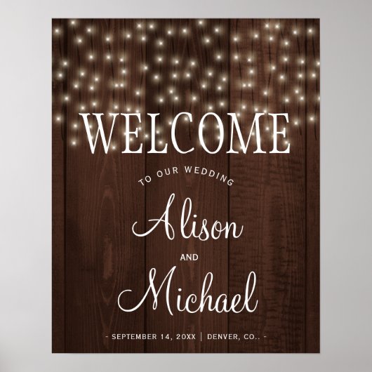 Poster Signal de bienvenue mariage de automne rustique au (Devant)