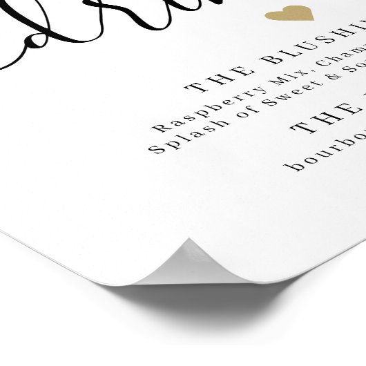 Poster Signal de boissons de signature de script simple (Coin)