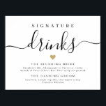 Poster Signal de boissons de signature de script simple<br><div class="desc">Boissons signées mariage script moderne signe en noir et blanc avec couleur de coeur modifiable forme,  simple et élégant. Voir toutes les pièces correspondantes de la collection</div>