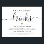 Poster Signal de boissons de signature de script simple<br><div class="desc">Boissons signées mariage script moderne signe en noir et blanc avec couleur de coeur modifiable forme,  simple et élégant. Voir toutes les pièces correspondantes de la collection</div>