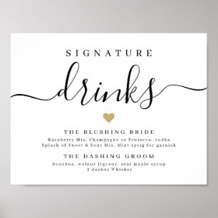 Poster Signal de boissons de signature de script simple