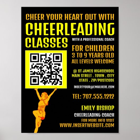 Poster Signal de code QR pom-pom girl, Classes Cheerled (Devant)