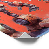 Poster Signal de fête d'anniversaire Orange Robot Tech Ge (Coin)