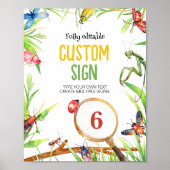 Poster Signal de table de fête d'anniversaire des insecte (Devant)