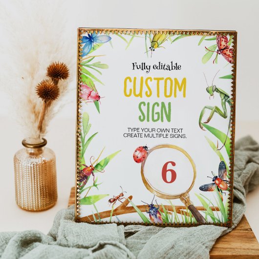 Poster Signal de table de fête d'anniversaire des insecte