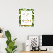 Poster Signal feuille tropical et or mariage d'accueil (Bureau à domicile)