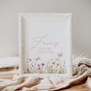 Poster Signal Fleur sauvage papillon - Favoris Baby showe