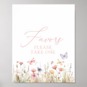 Poster Signal Fleur sauvage papillon - Favoris Baby showe (Devant)