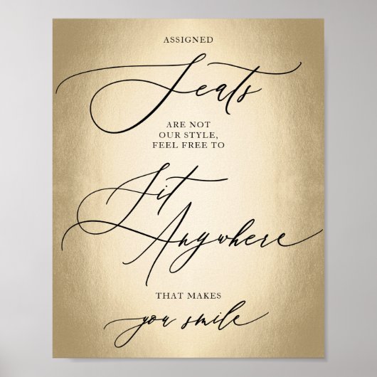 Poster Signal Mariage Calligraphy Script Gold Sit Anywher (Devant)