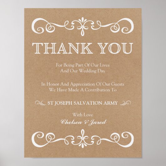 Poster Signal mariage - Dons Signal Mariage rustique (Devant)