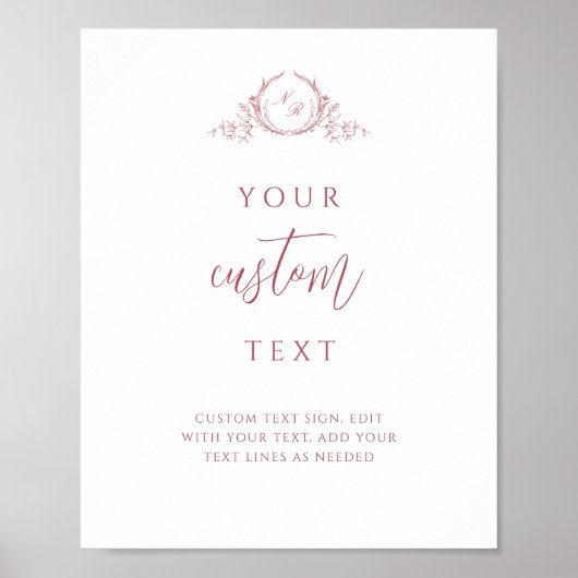 Poster Signal Mariage Monogramme de script Bourgogne pers (Devant)