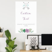 Poster Signal mariage Texte personnalisé, fleur bothaniqu (Bureau à domicile)