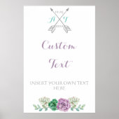 Poster Signal mariage Texte personnalisé, fleur bothaniqu (Devant)