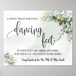 Poster Signal pieds dansants tongs mariage eucalyptus