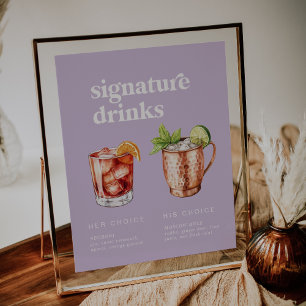 Poster Signal Retro Été Lavande Signature Boissons