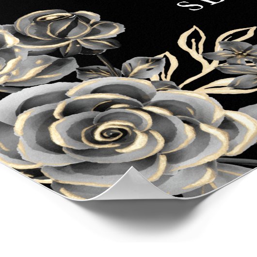 Poster Signal Rose Black And White Goth Lumières Mariage (Coin)