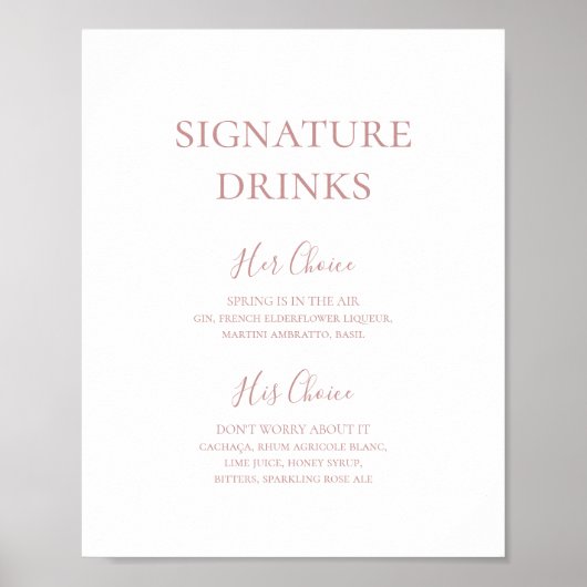 Poster Signal Rose or signature simple et élégant Boisson (Devant)