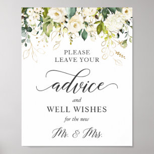Poster Signal Roses blanches Floral