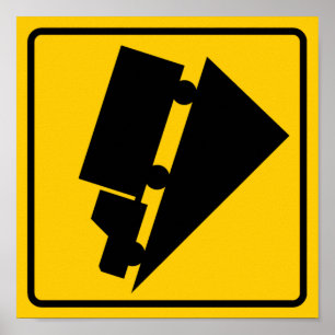 Poster Signal routier d'avertissement de pente ou de pent