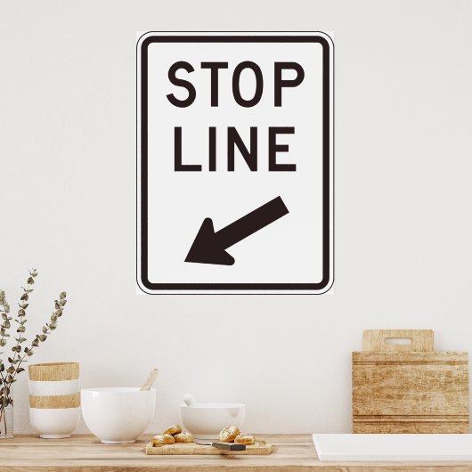 Poster Signal routier Stop Line (Cuisine)