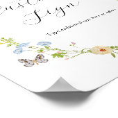 Poster Signal texte personnalisé fleur sauvage et papillo (Coin)