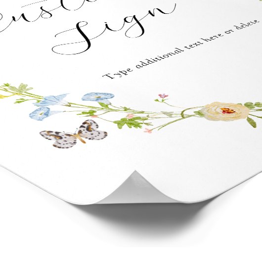 Poster Signal texte personnalisé fleur sauvage et papillo (Coin)