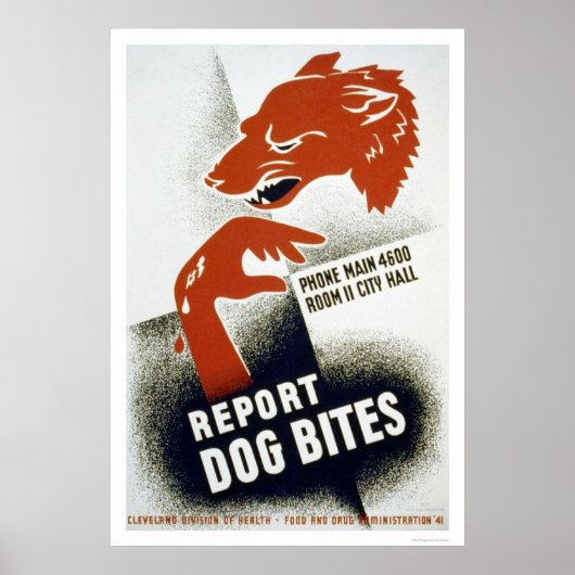 Poster Signaler les piqûres de chien 1941 WPA (Devant)