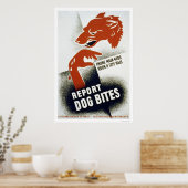 Poster Signaler les piqûres de chien 1941 WPA (Cuisine)