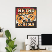 Poster Signalisation de la console de jeu vidéo rétroacti (Bureau à domicile)
