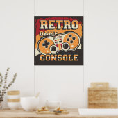 Poster Signalisation de la console de jeu vidéo rétroacti (Cuisine)