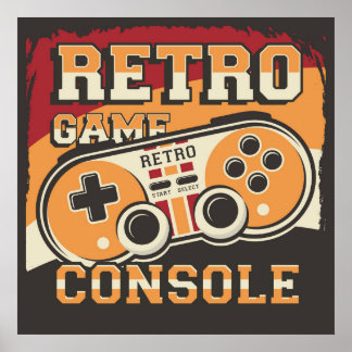 Poster Signalisation de la console de jeu vidéo rétroacti