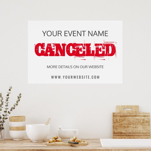 Poster Signalisation faire-part d'annulation rouge de l'é (Cuisine)