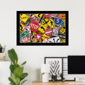 Poster signalisation routière américaine (Bureau à domicile)